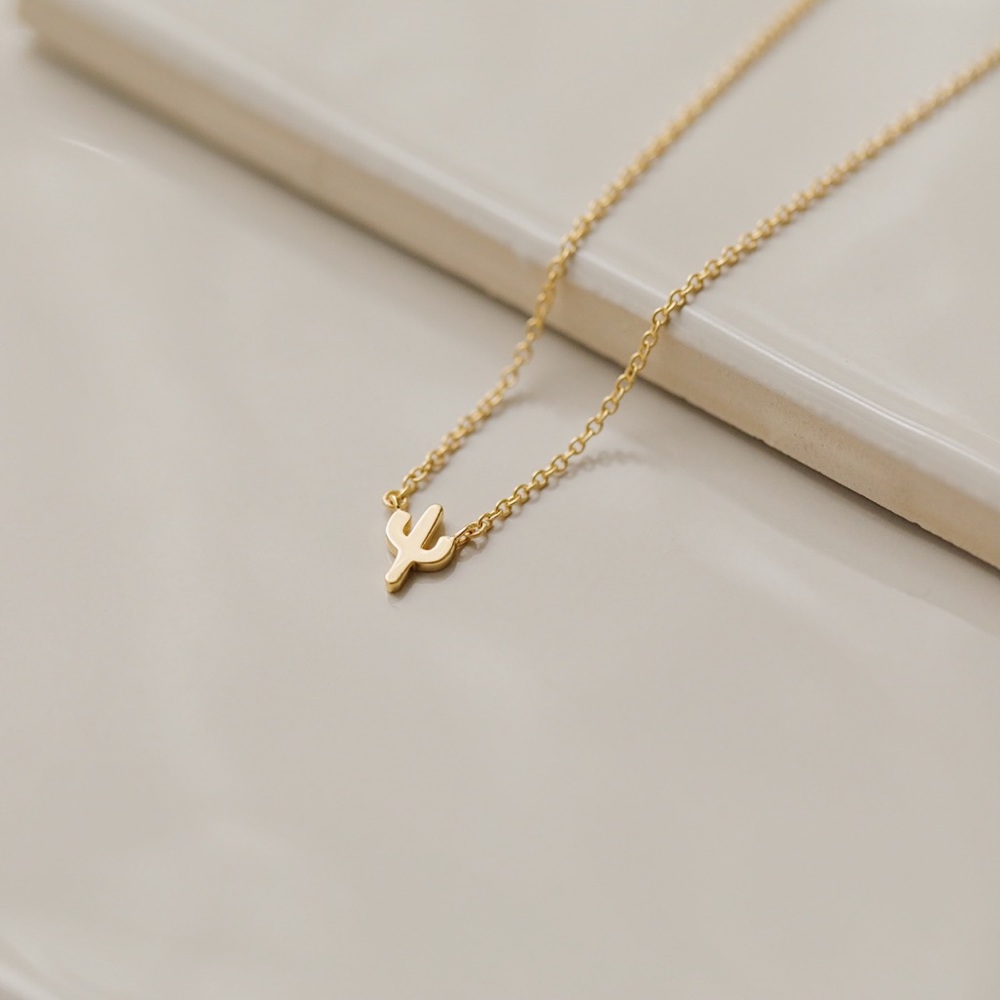 Petite Cactus Necklace | 14k Gold Plated - Picture 2 of 5
